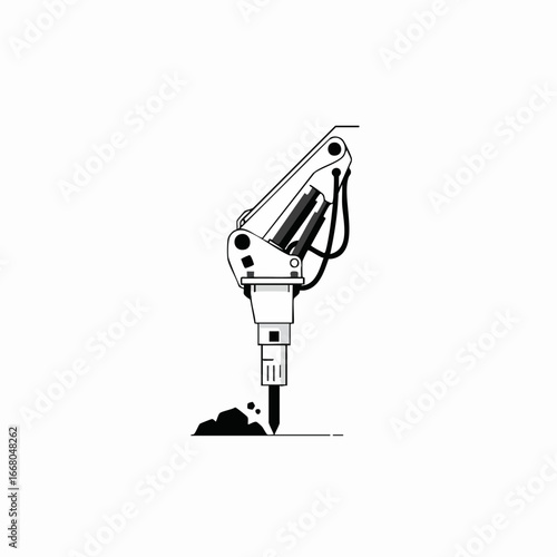 Simple Illustration of a Powerful Construction Jackhammer