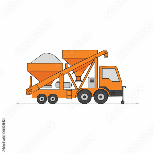 Orange Concrete Mixer Truck with Hopper