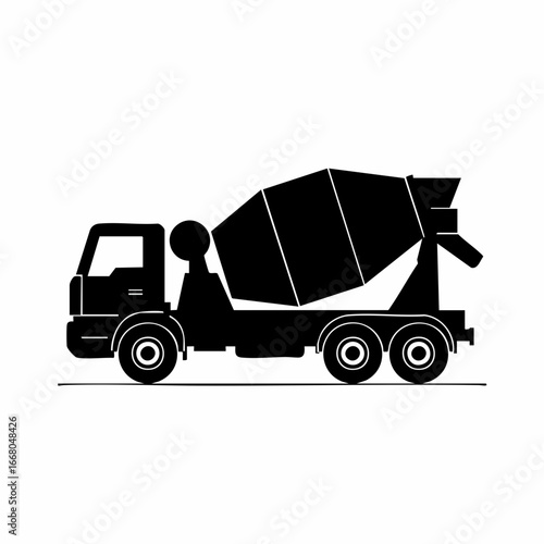 Simple Silhouette of a Concrete Mixer Truck