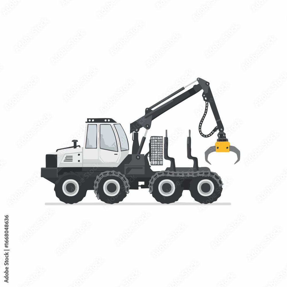 Fototapeta premium Modern Forestry Machine with Extended Crane Arm