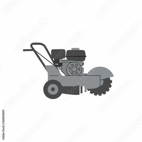 Detailed Illustration of a Concrete Sawing Machine with Circular Blade