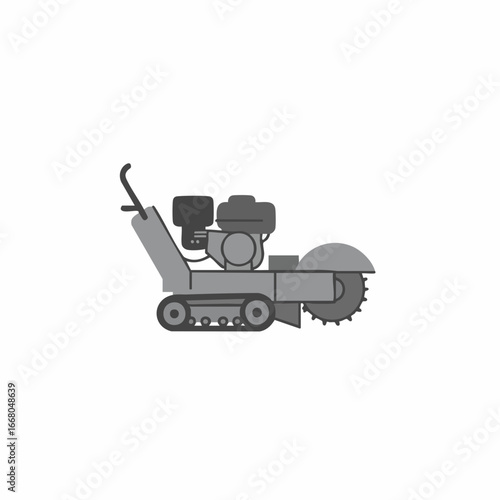 Detailed Illustration of a Concrete Sawing Machine with Engine.