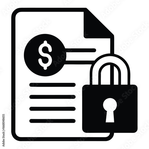 Secure financial document with dollar sign and padlock icon