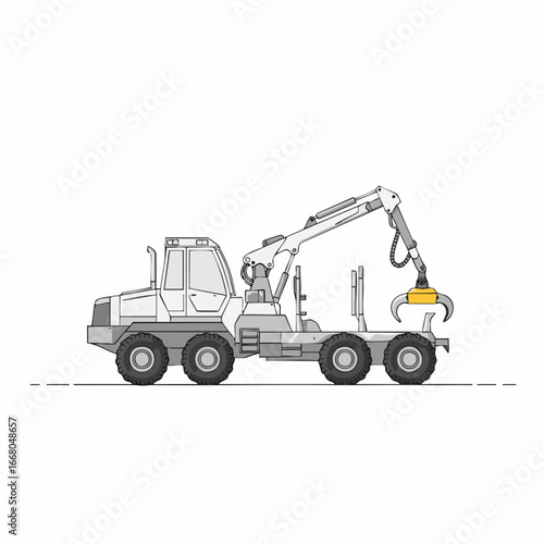 Forestry Forwarder with Articulated Crane and Grapple