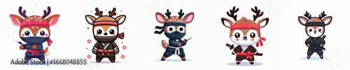 cute deer vector in ninja costume