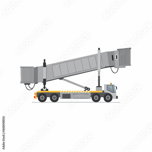 Modern Airport Jet Bridge Illustration with Detailed Vehicle Design