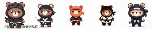 cute bear vector in ninja costume
