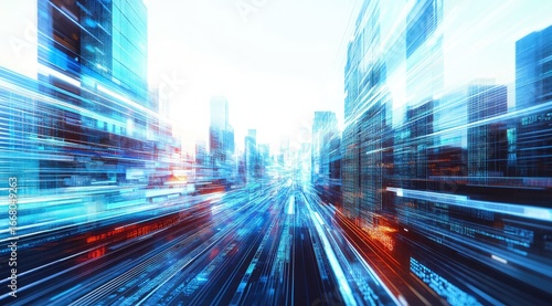 Futuristic city street, digital speed