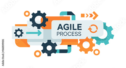 This conceptual illustration depicts the agile process, highlighting iterative development, efficient project management, and continuous improvement.