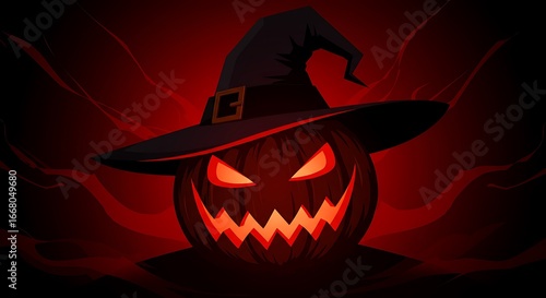Jack o lantern vector style on red and black color halloween background
