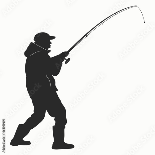 Person ice fishing silhouette