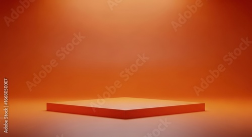 3d illustration of orange podium or stage with spotlight in a studio setting, product display or presentation background