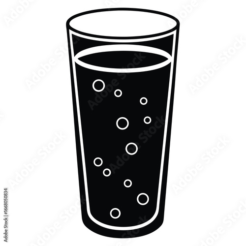 Tall glass filled with bubbly liquid drink beverage