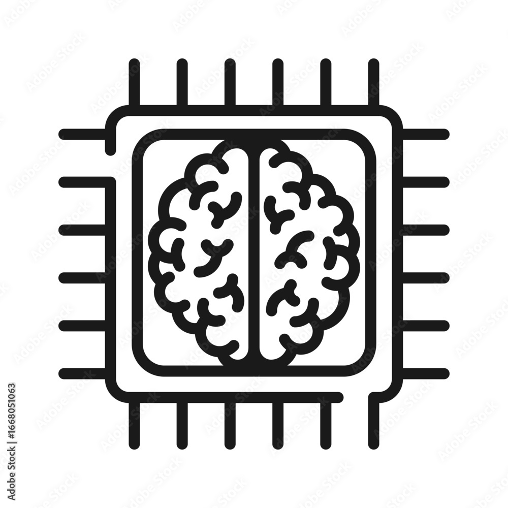 Fototapeta premium Artificial intelligence brain chip ai processor technology smart innovation vector icon for digital app