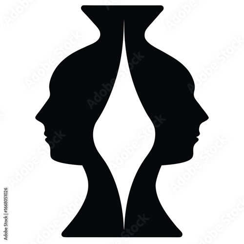 Two faces in profile facing each other black white