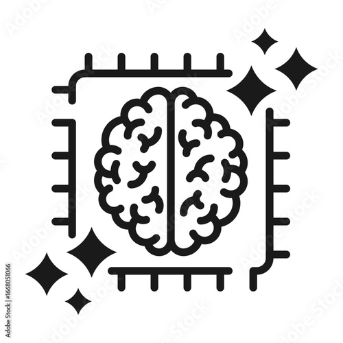 Artificial intelligence brain chip ai processor technology smart innovation vector icon for digital app
