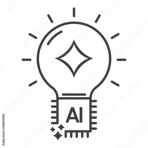 Artificial intelligence ai light bulb chip technology innovation idea vector icon for digital concept
