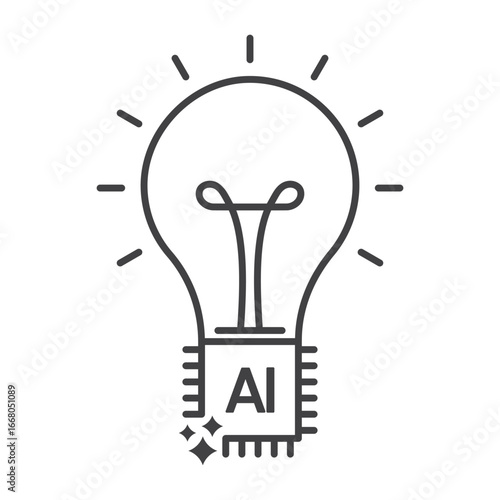 Artificial intelligence ai light bulb chip technology innovation idea vector icon for digital concept