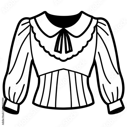 Peasant Blouse Outline Vector