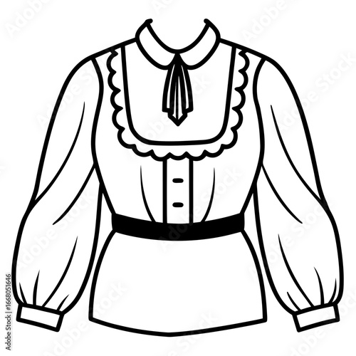 Peasant Blouse Outline Vector