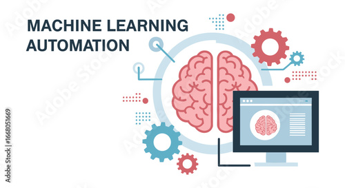 This conceptual illustration visually represents machine learning automation, integrating artificial intelligence with advanced technological systems for data analysis.