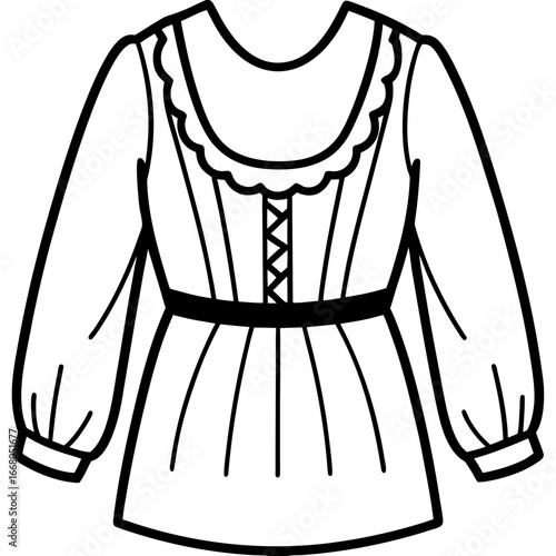 Peasant Blouse Outline Vector