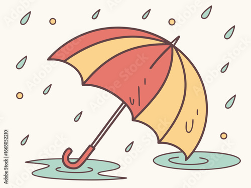 Rain and umbrella, autumn rain, cold and cool, autumn evenings