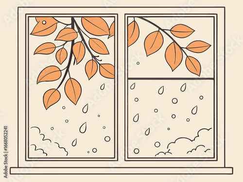 Warm autumn evening, rain outside, hot coffee and autumn, September