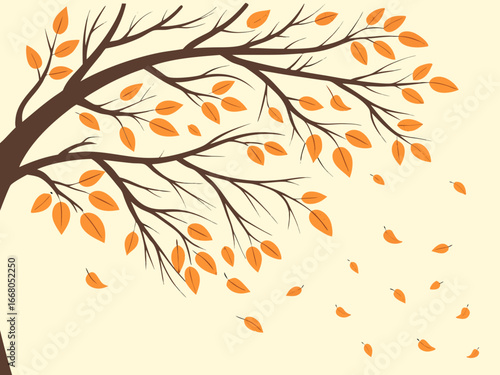 Golden leaves falling in sunlight, autumn season. Autumn maple leaves in vibrant orange and red hues falling. Autumn leaves falling in park