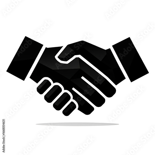 Handshake Icon – Business Agreement, Partnership, Teamwork Symbol in Minimalist Black Vector Style