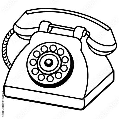 Retro Rotary Telephone - Vintage Art Vector
