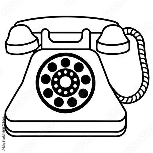 Retro Rotary Telephone - Vintage Art Vector