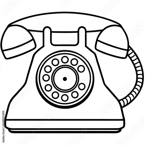 Retro Rotary Telephone - Vintage Art Vector