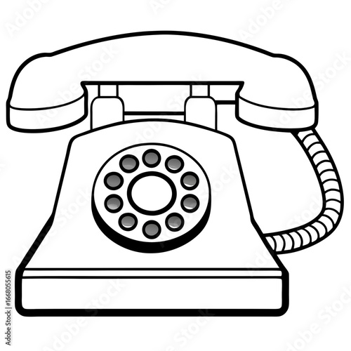 Retro Rotary Telephone - Vintage Art Vector