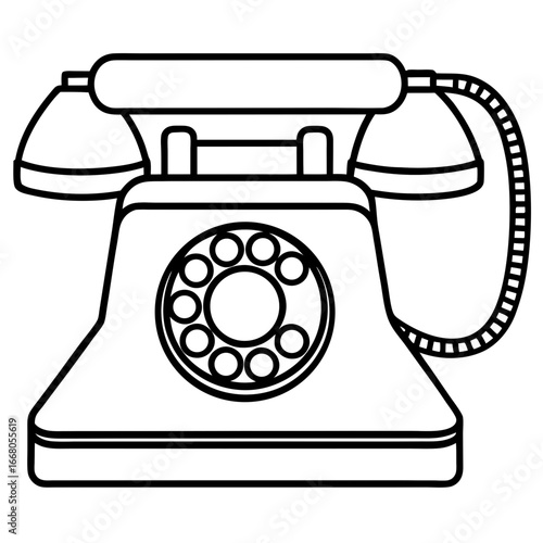 Retro Rotary Telephone - Vintage Art Vector