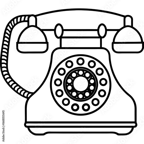 Retro Rotary Telephone - Vintage Art Vector