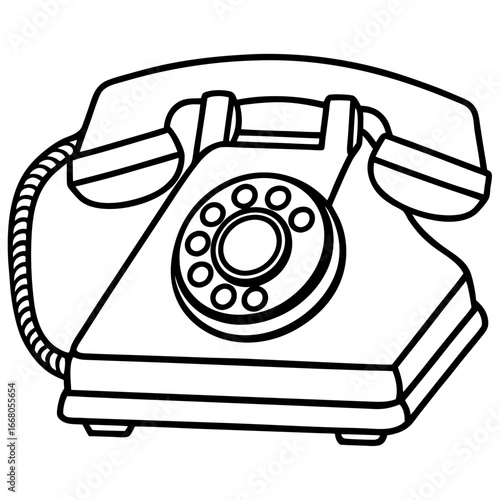 Retro Rotary Telephone - Vintage Art Vector