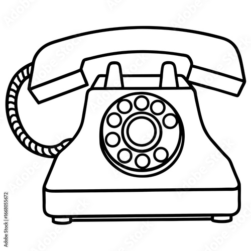 Retro Rotary Telephone - Vintage Art Vector