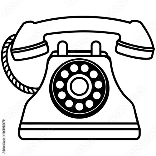 Retro Rotary Telephone - Vintage Art Vector