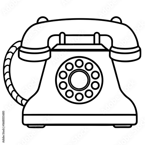 Retro Rotary Telephone - Vintage Art Vector