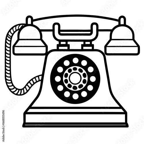Retro Rotary Telephone - Vintage Art Vector
