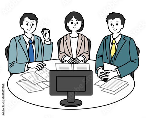 Businessmen having a meeting.　会議をするビジネスマン　打ち合わせ・ミーティングをする会社員