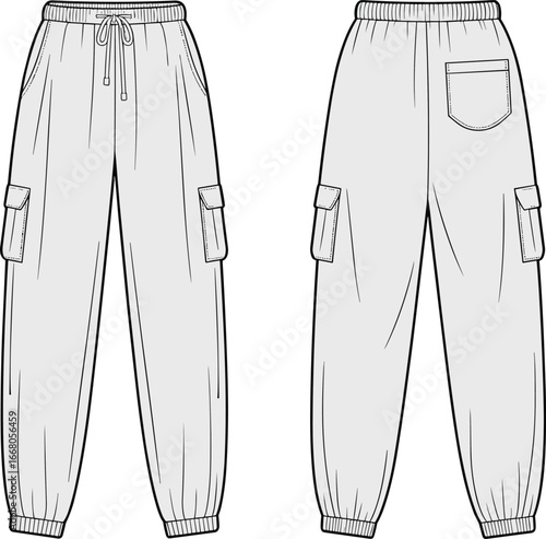 Stylish cargo jogger pants with drawstring waistband and ankle cuffs, perfect for casual, comfortable, and sporty everyday wear.