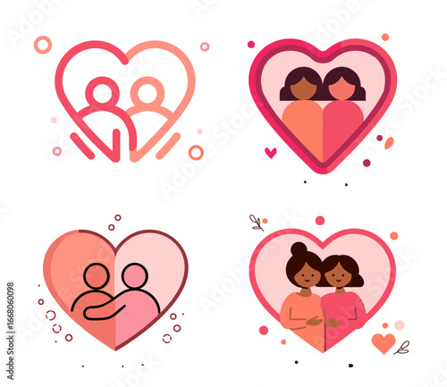 Best Friends Heart Icons Vector Illustration