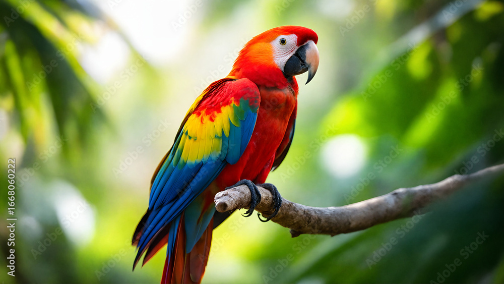 Obraz premium Colorful Scarlet Macaw Tropical Portrait
