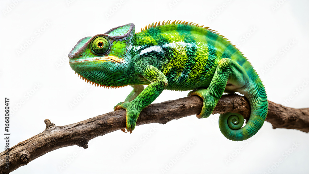 Fototapeta premium Сhameleon with Bright Scales on the tree