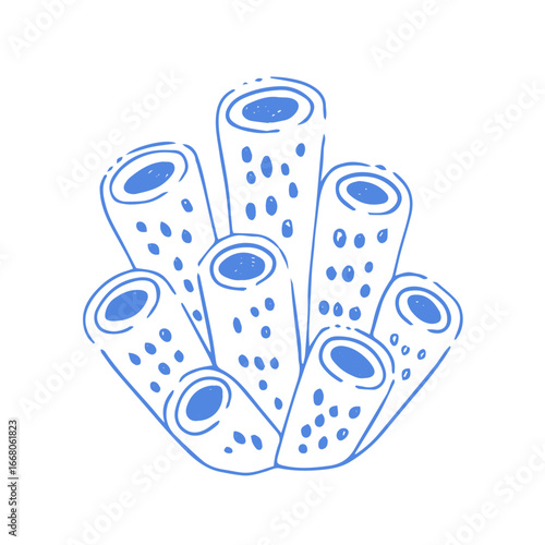  A hand-drawn illustration of a coral in blue. The clean, artistic style makes it perfect for ocean-themed websites, educational materials, or environmental campaigns.