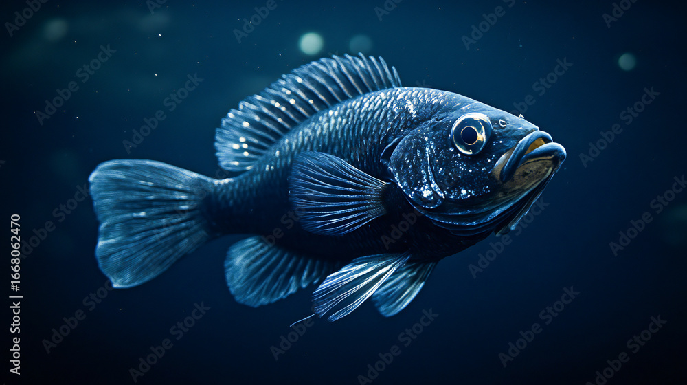 Fototapeta premium Fish on black HD 8K wallpaper Stock Photographic Image