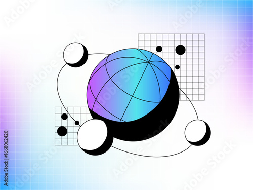 Global Network Vector Illustration - Gradient Globe with Connections Icon