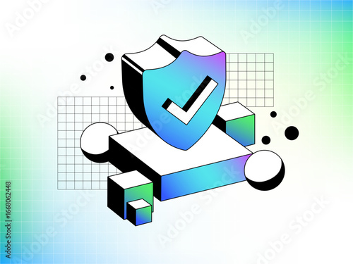 Security Verified Vector Illustration - Gradient Shield with Check Mark Icon